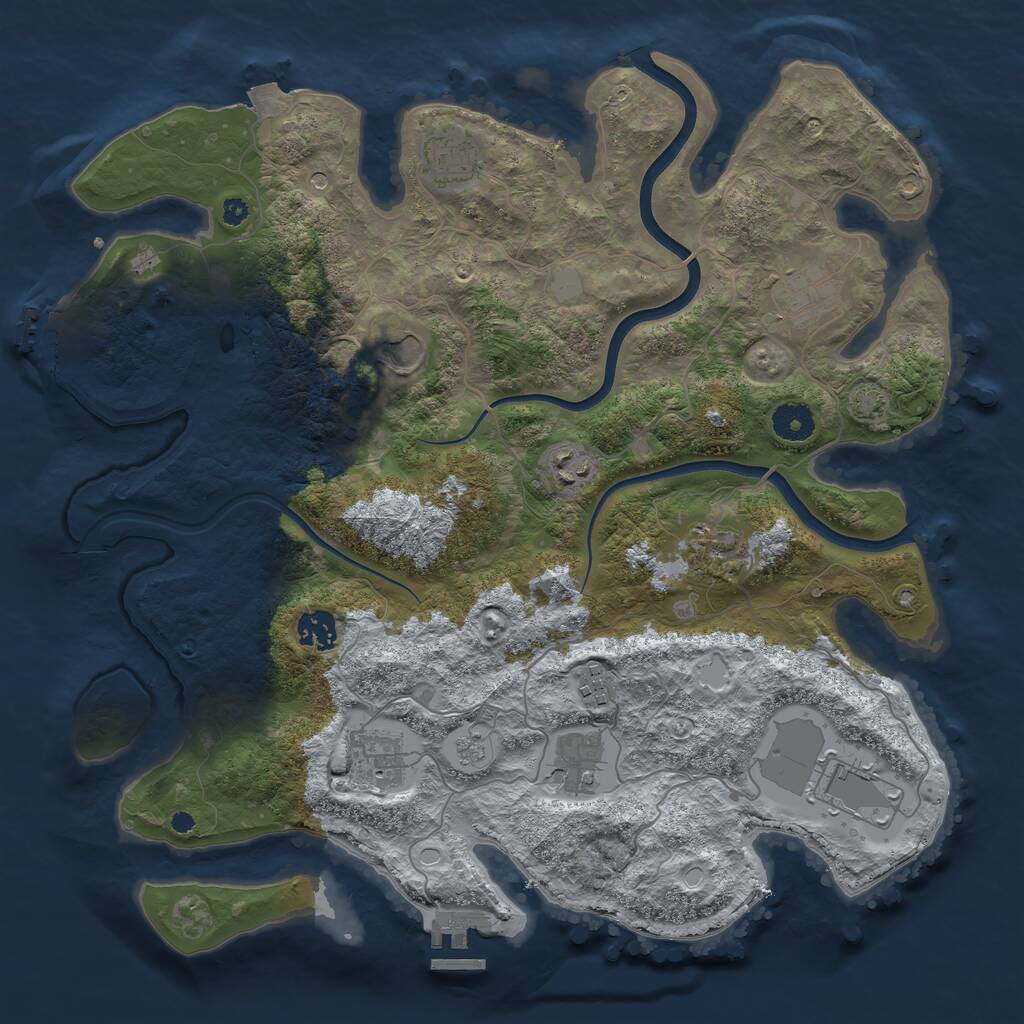 Rust Map: Procedural Map, Size: 3800, Seed: 1202324608, 16 Monuments
