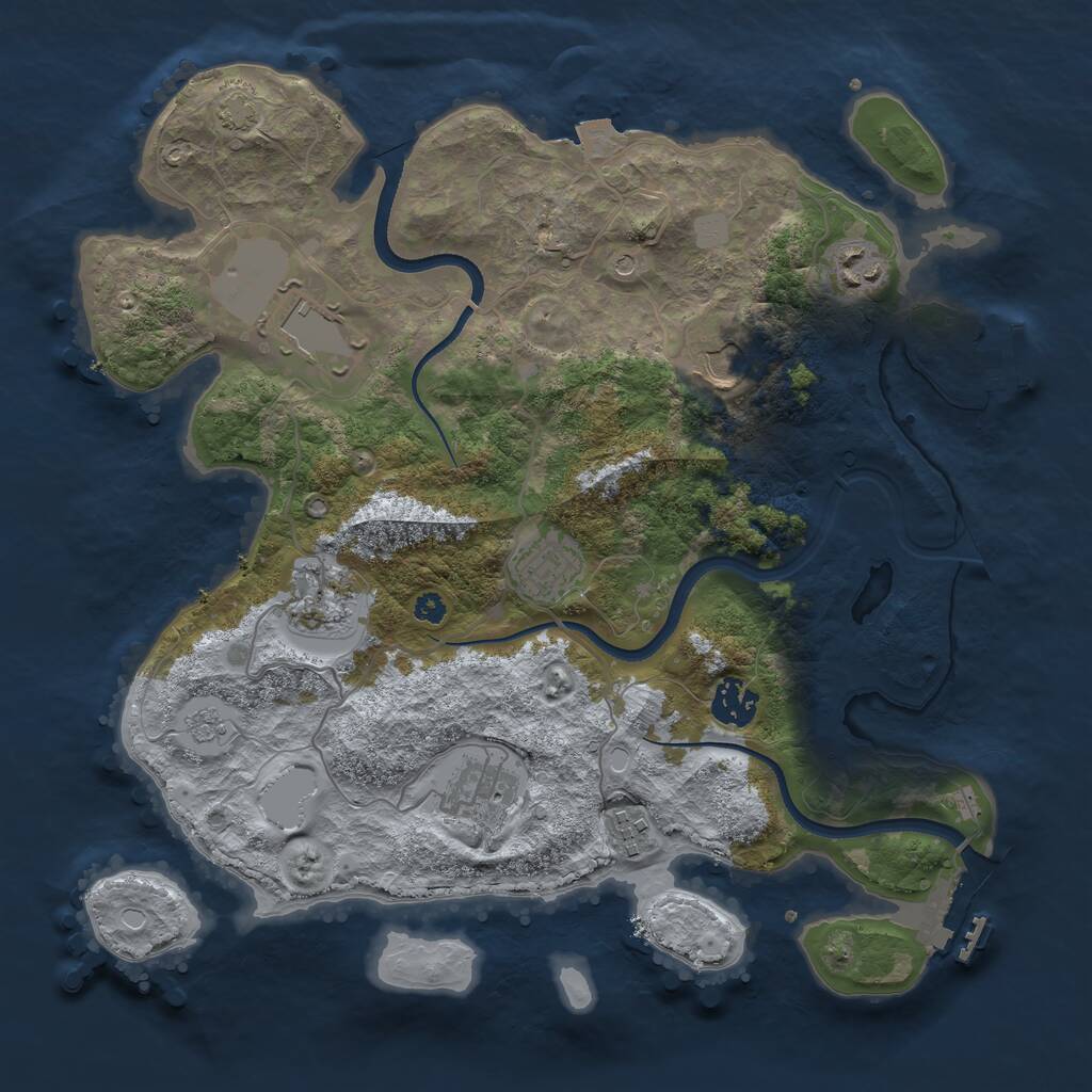 Rust Map: Procedural Map, Size: 3500, Seed: 1901641005, 14 Monuments