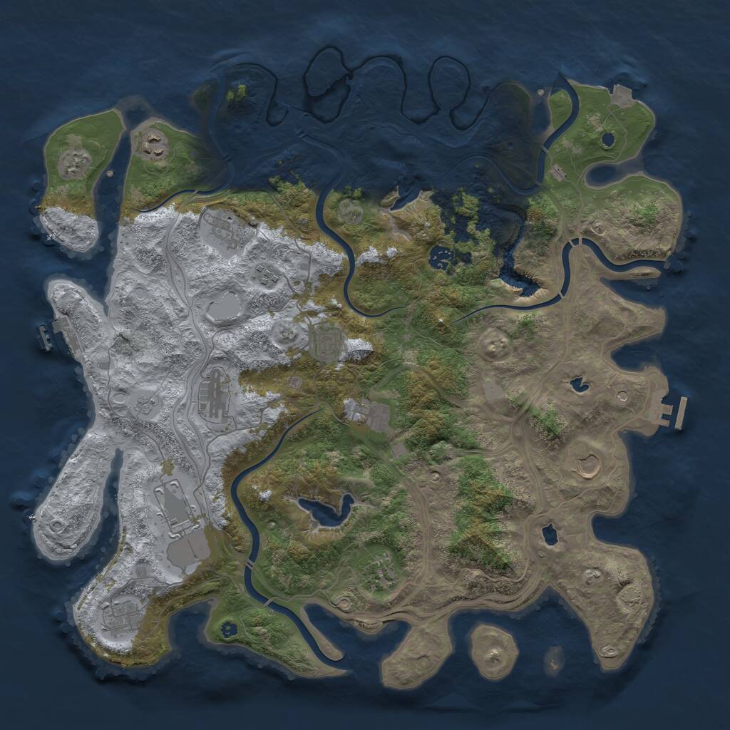 Rust Map: Procedural Map, Size: 4500, Seed: 551038500, 17 Monuments