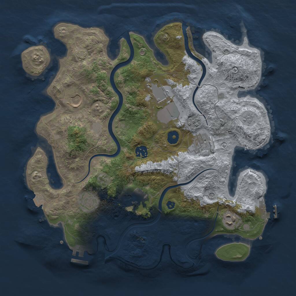 Rust Map: Procedural Map, Size: 3500, Seed: 801734, 14 Monuments