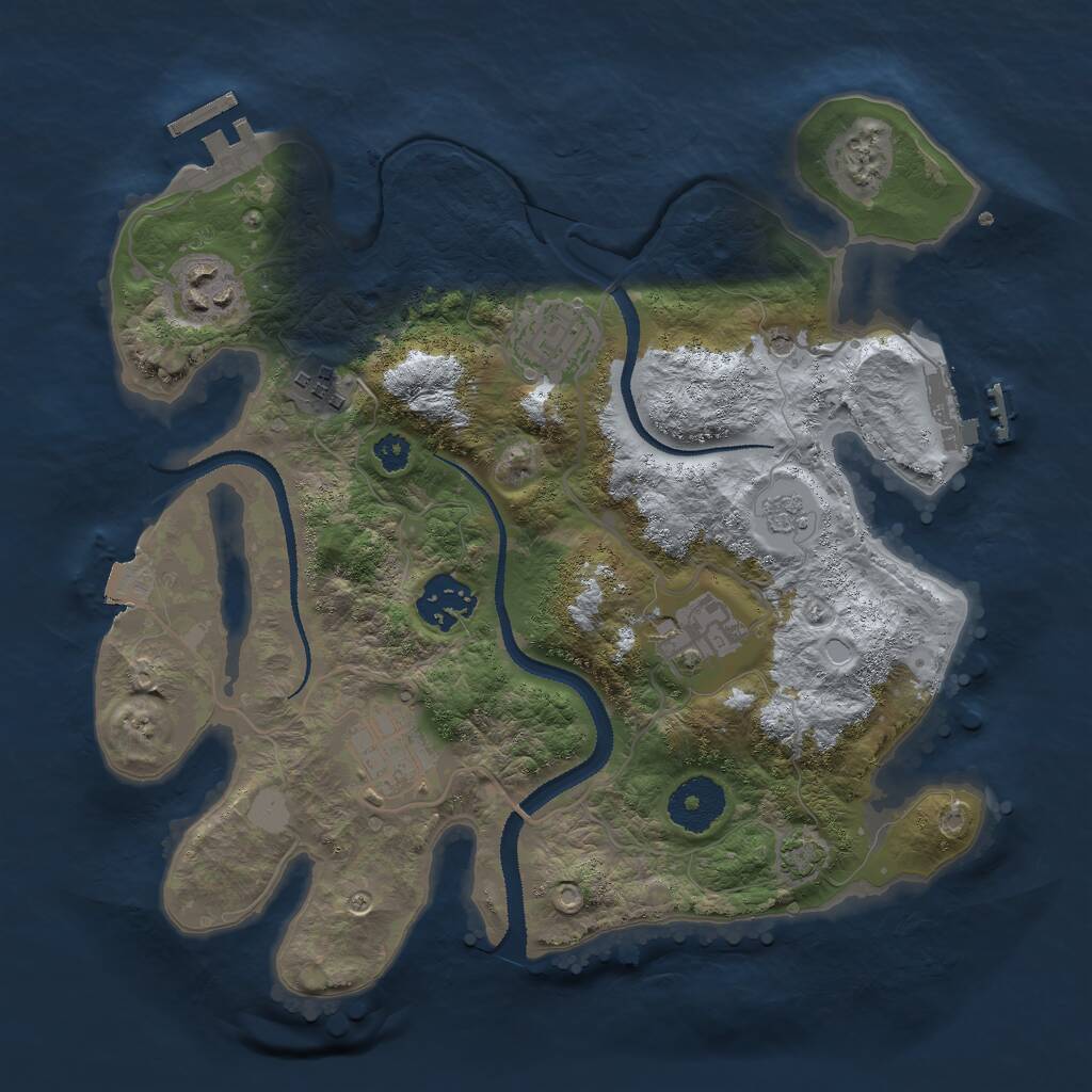 Rust Map: Procedural Map, Size: 3000, Seed: 36751383, 12 Monuments