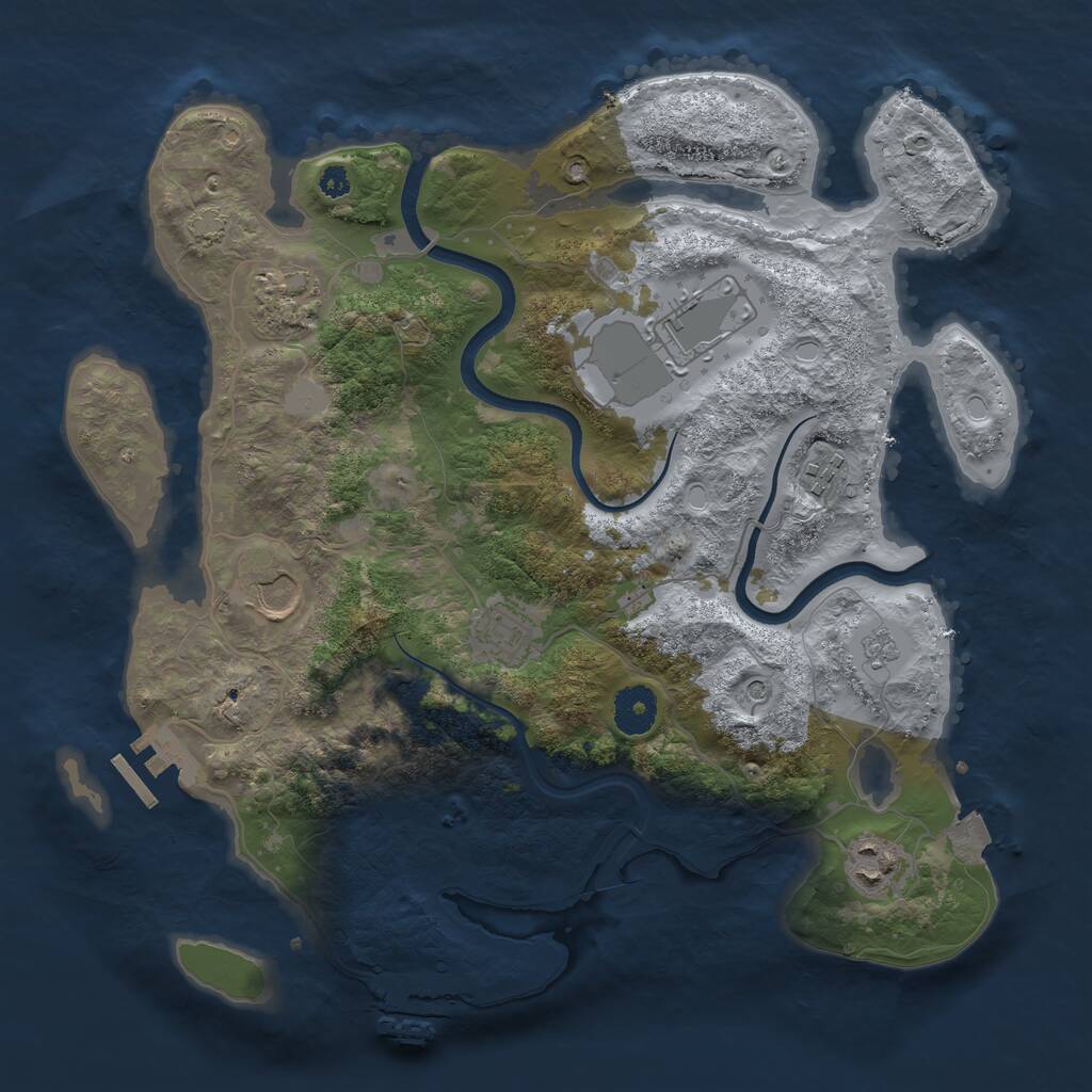 Rust Map: Procedural Map, Size: 3500, Seed: 2181981, 12 Monuments