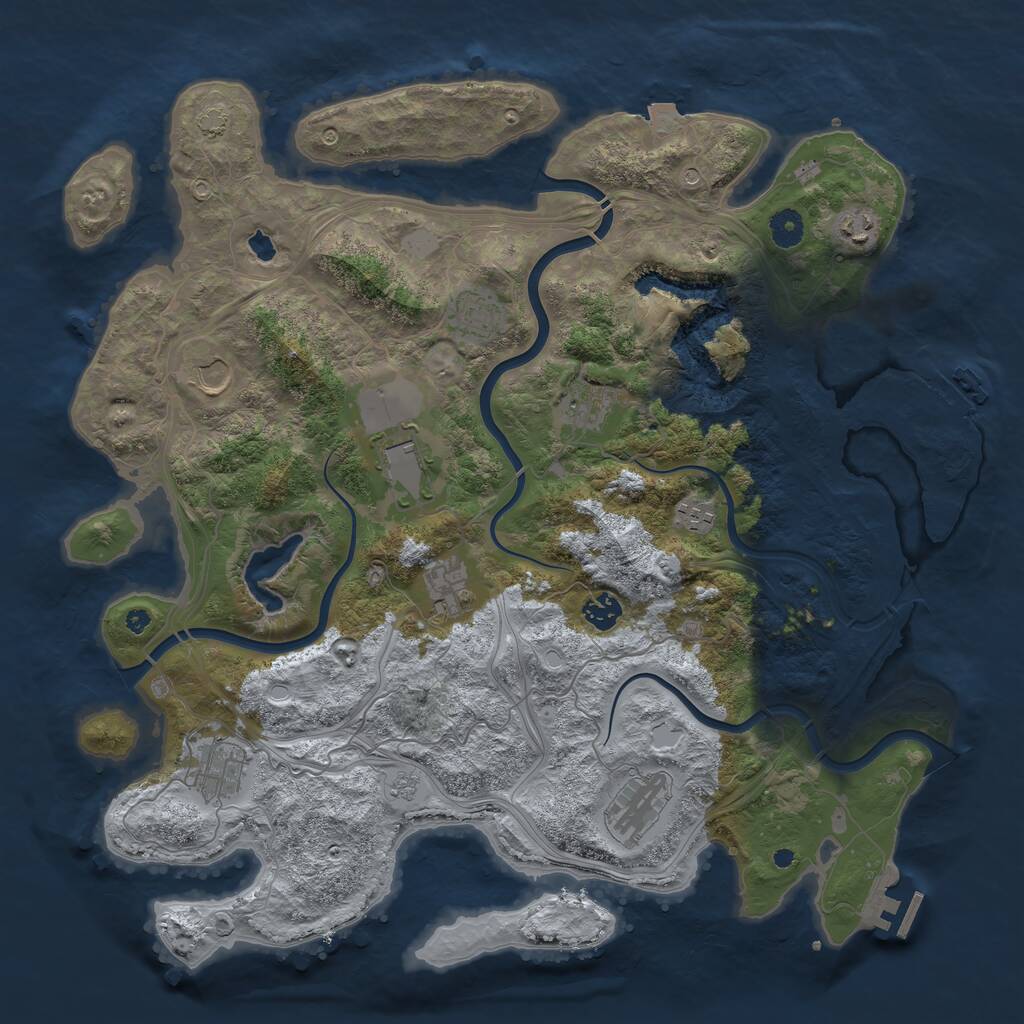 Rust Map: Procedural Map, Size: 4250, Seed: 1897938650, 16 Monuments