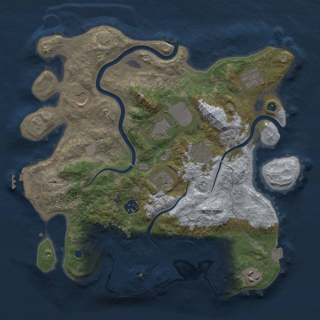 Rust Map: Procedural Map, Size: 3500, Seed: 59793, 13 Monuments