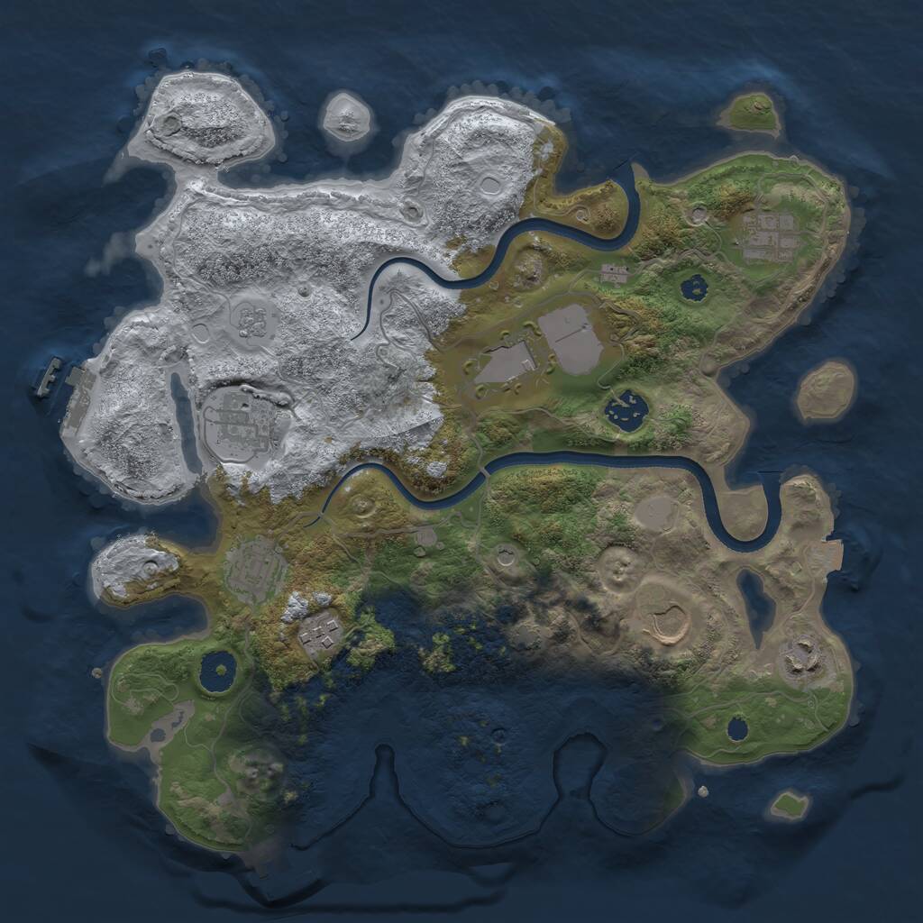 Rust Map: Procedural Map, Size: 3500, Seed: 473510540, 14 Monuments