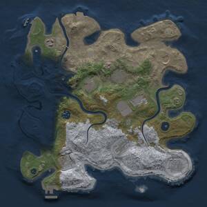 Thumbnail Rust Map: Procedural Map, Size: 3500, Seed: 16995946, 16 Monuments