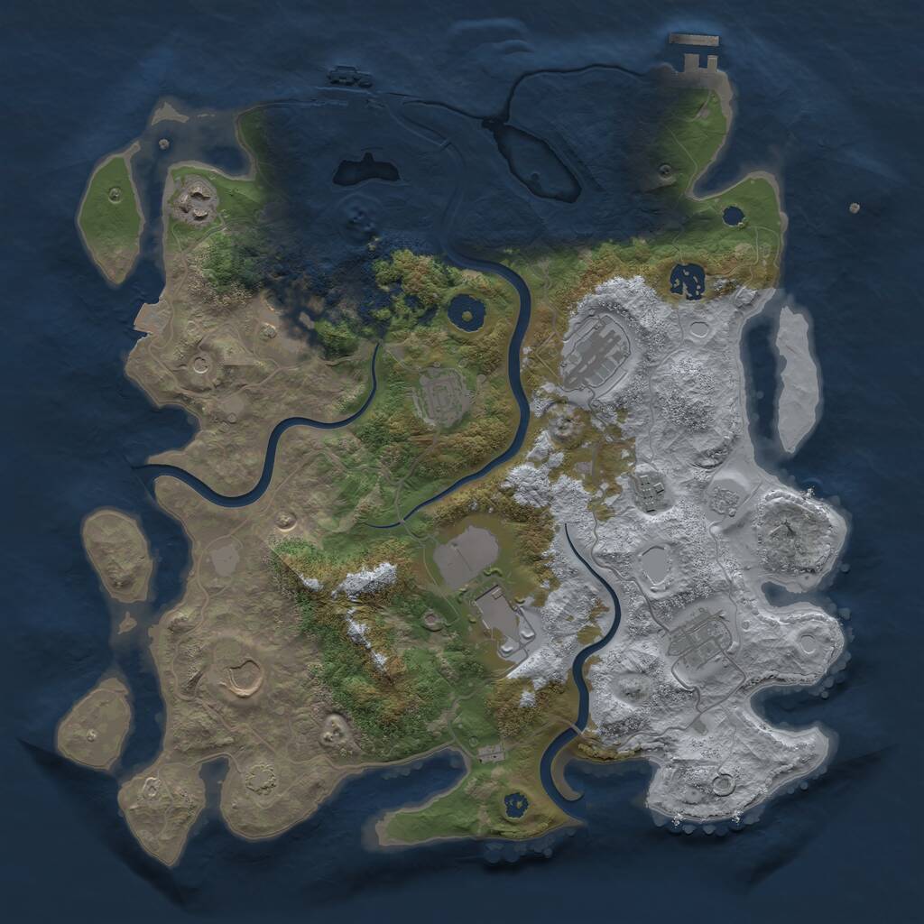 Rust Map: Procedural Map, Size: 3750, Seed: 812813485, 15 Monuments
