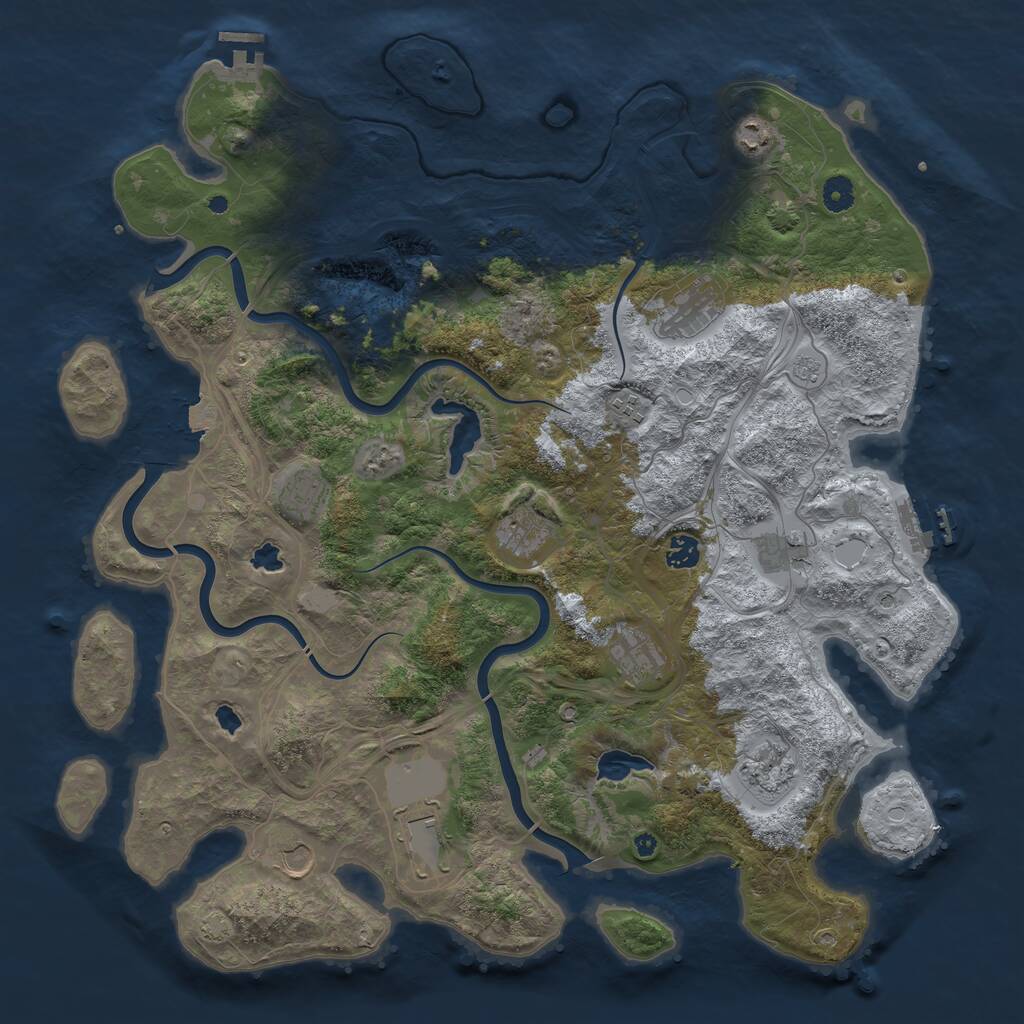 Rust Map: Procedural Map, Size: 4500, Seed: 1259139840, 17 Monuments