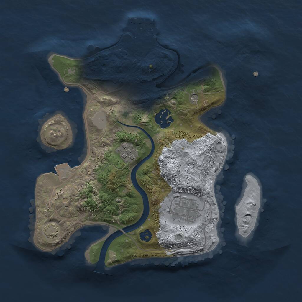 Rust Map: Procedural Map, Size: 2500, Seed: 1275361092, 7 Monuments