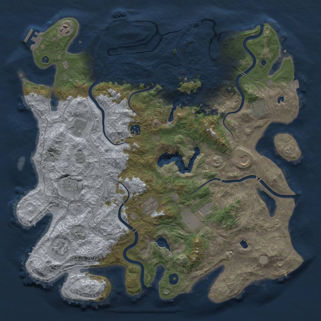 Rust Map: Procedural Map, Size: 4500, Seed: 707471969, 16 Monuments
