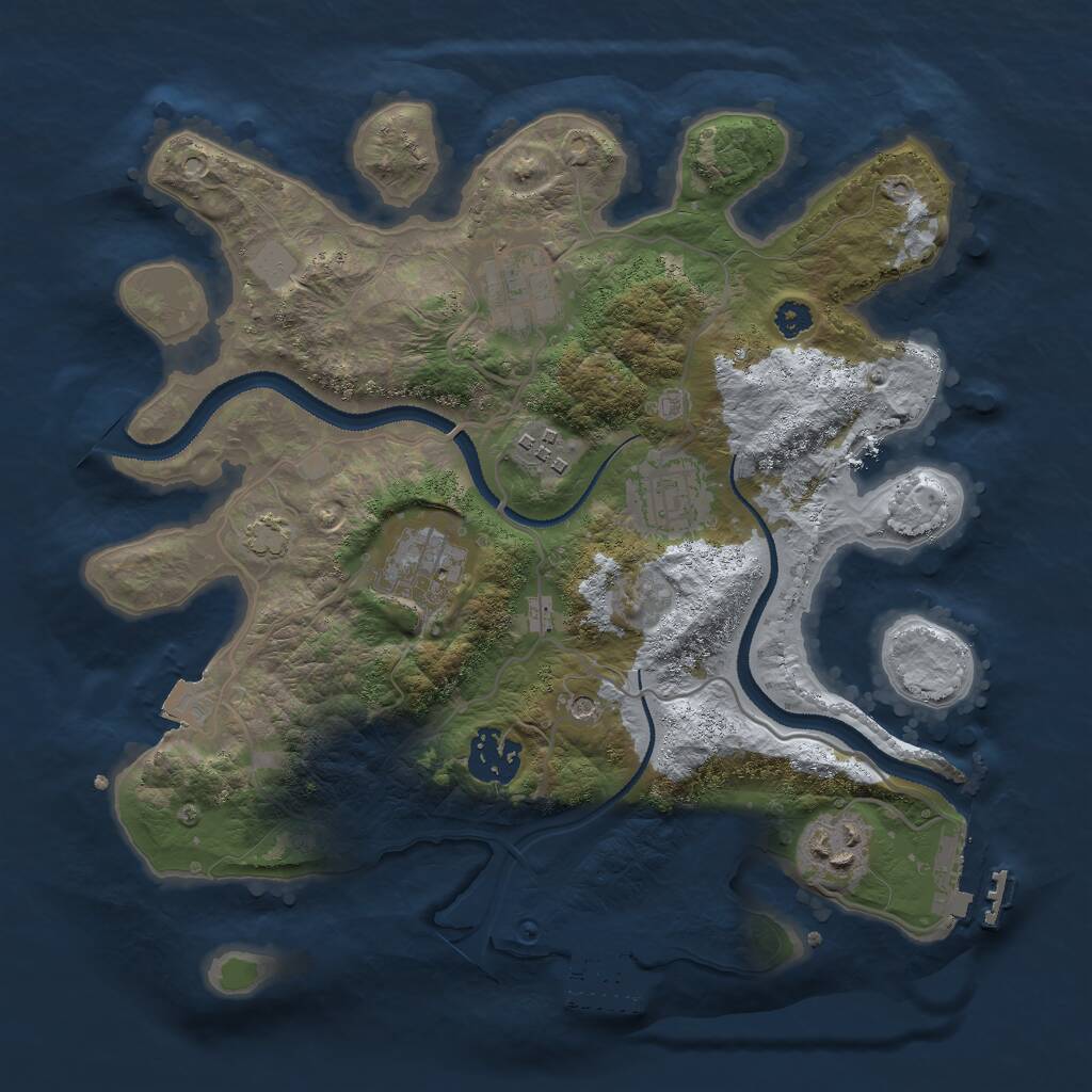 Rust Map: Procedural Map, Size: 3000, Seed: 1981244163, 11 Monuments