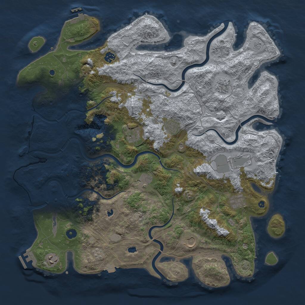 Rust Map: Procedural Map, Size: 4500, Seed: 1195932289, 16 Monuments