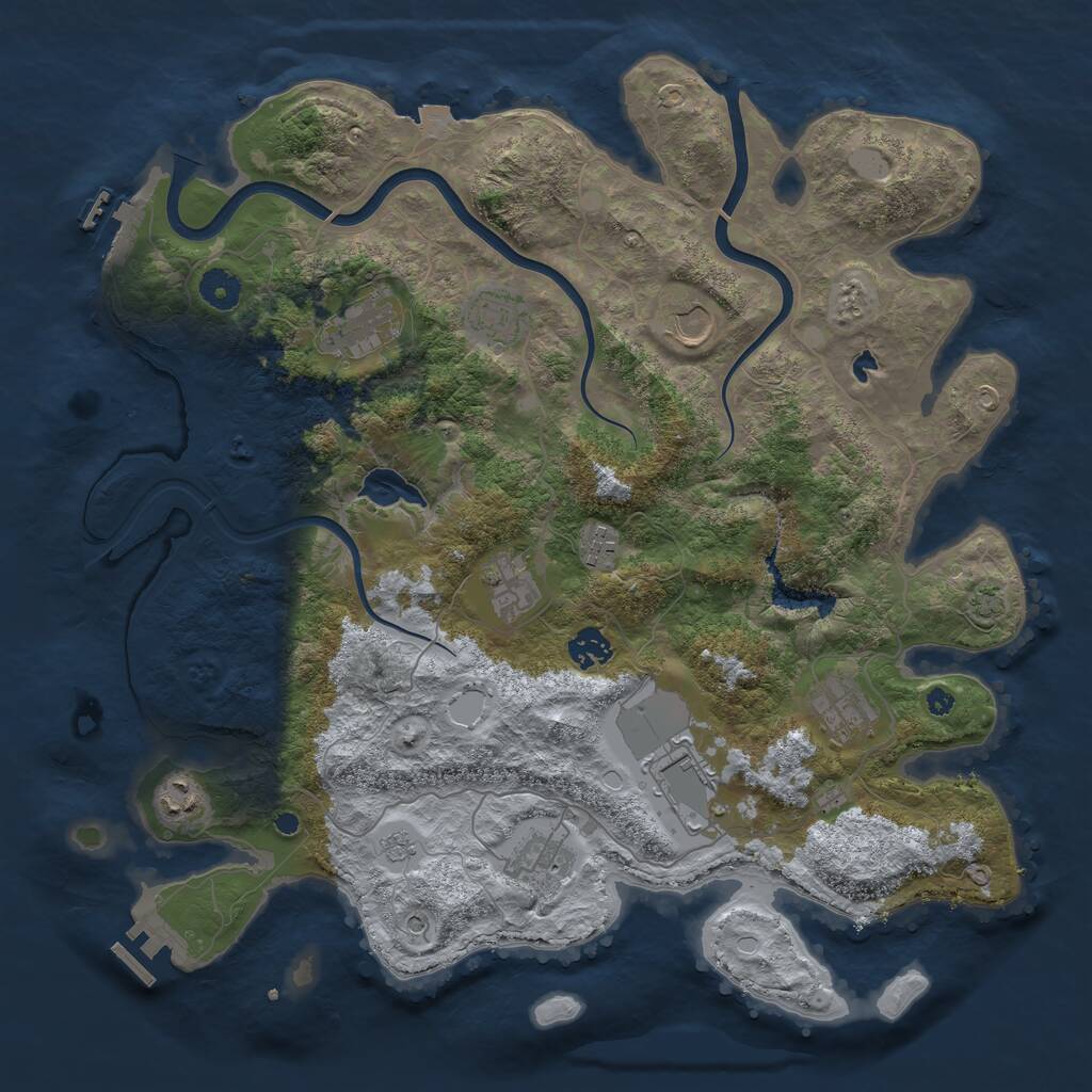 Rust Map: Procedural Map, Size: 4000, Seed: 155667586, 16 Monuments