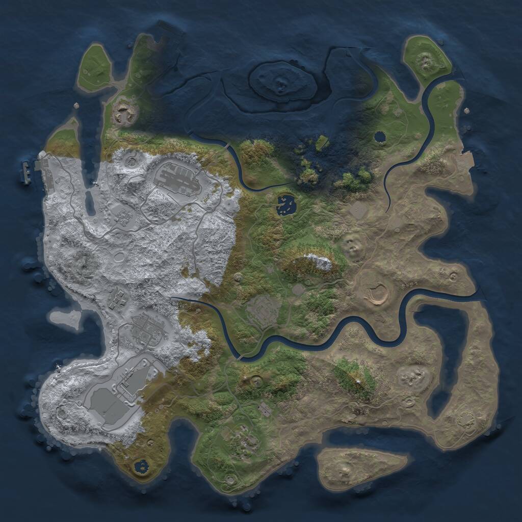 Rust Map: Procedural Map, Size: 3750, Seed: 808605, 15 Monuments