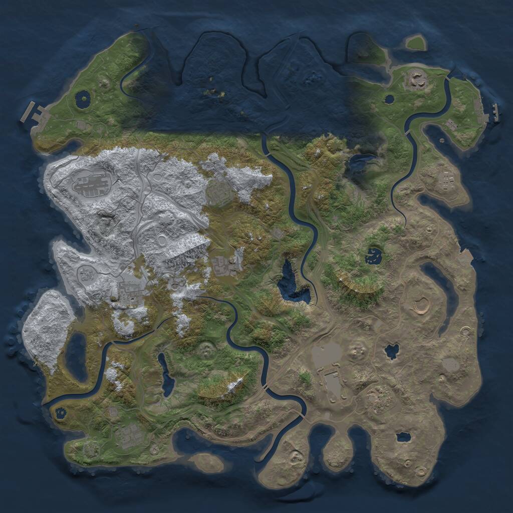 Rust Map: Procedural Map, Size: 4500, Seed: 492081864, 17 Monuments