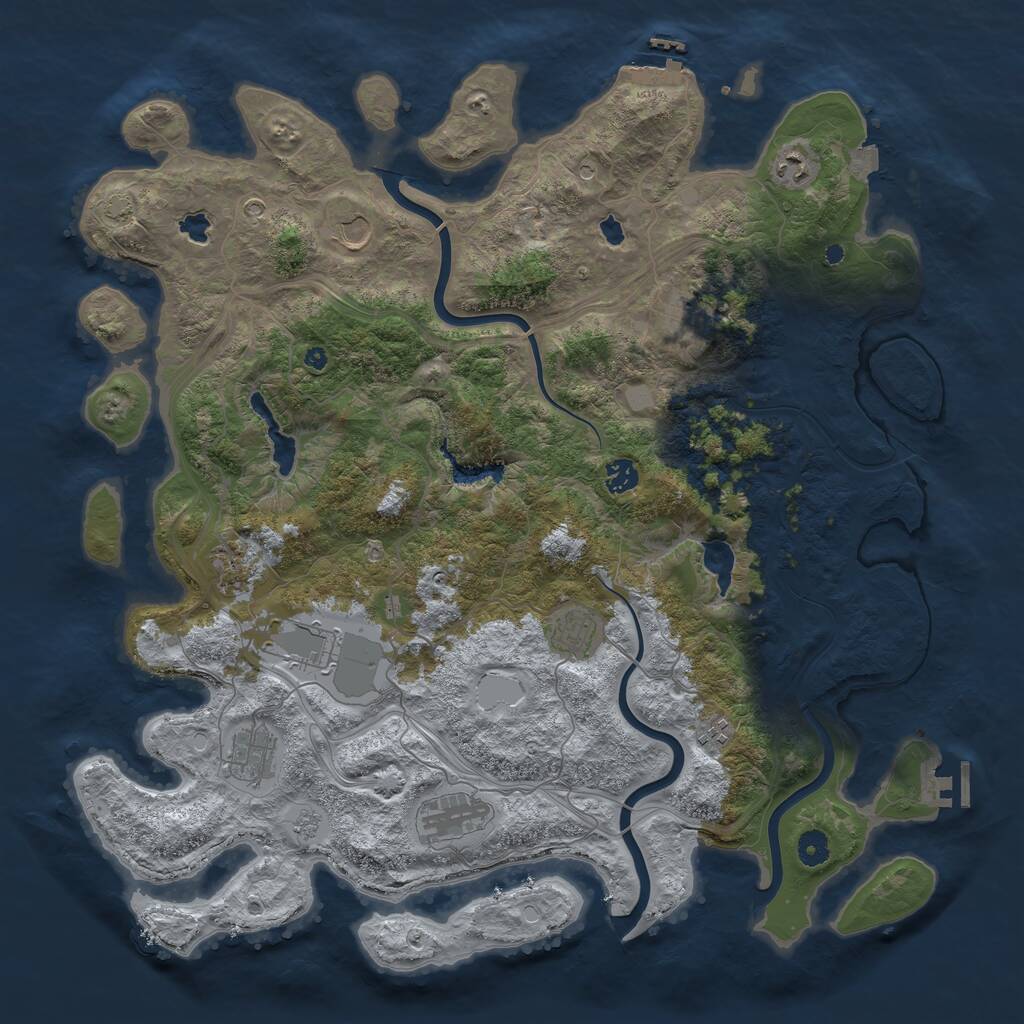 Rust Map: Procedural Map, Size: 4500, Seed: 555255887, 16 Monuments