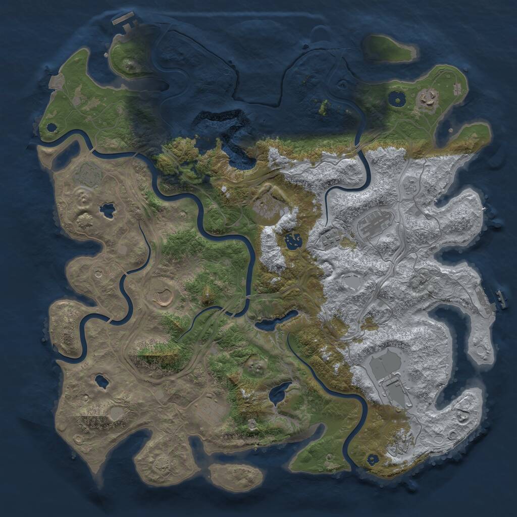 Rust Map: Procedural Map, Size: 4500, Seed: 1311466650, 16 Monuments