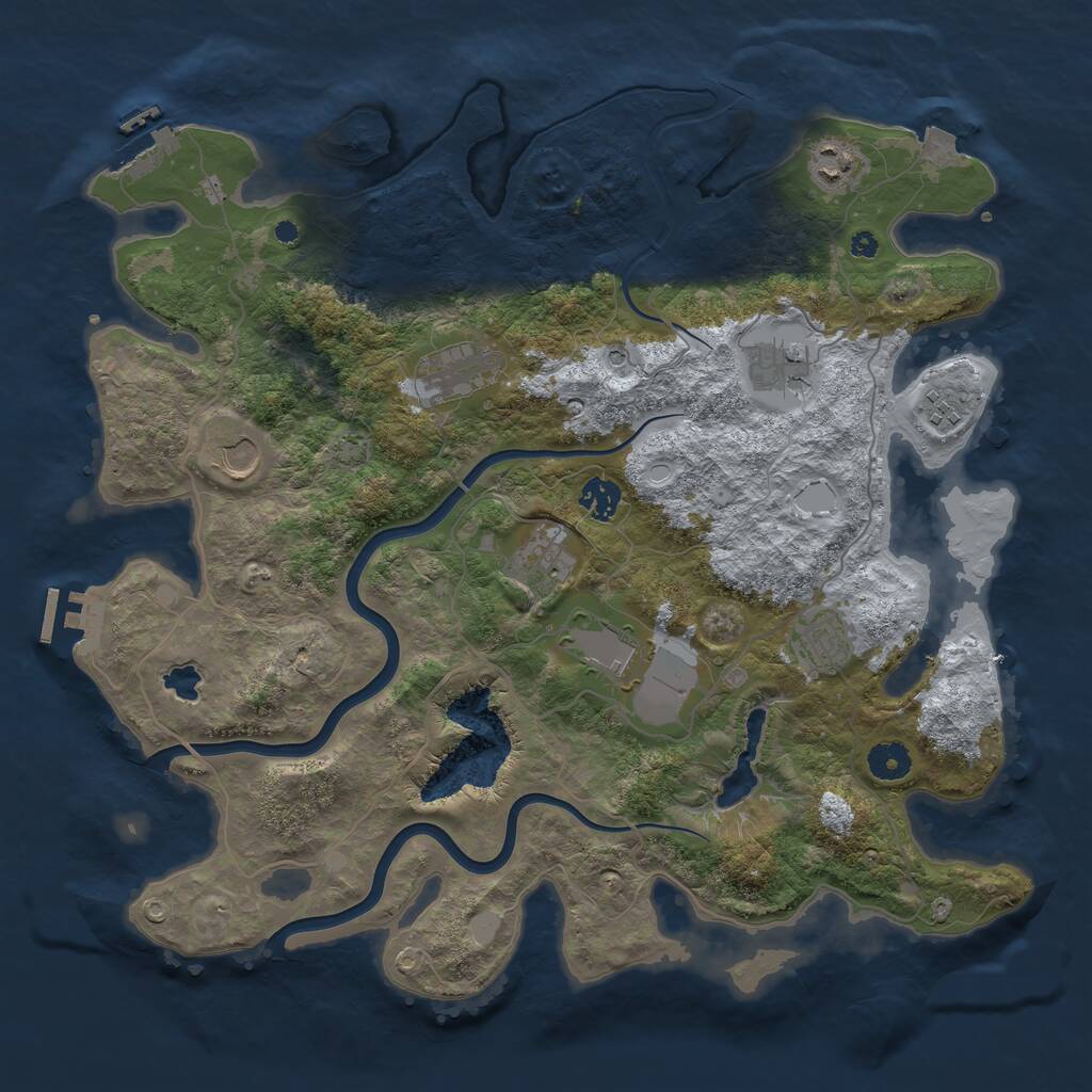 Rust Map: Procedural Map, Size: 4000, Seed: 2116636840, 14 Monuments