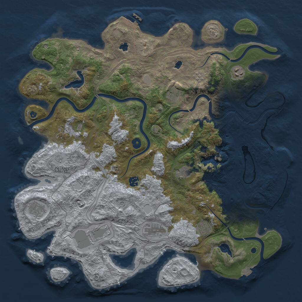 Rust Map: Procedural Map, Size: 4500, Seed: 1924639347, 16 Monuments