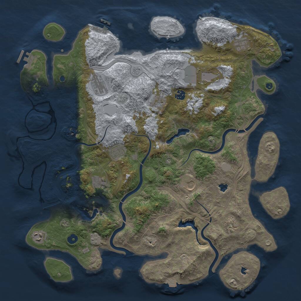 Rust Map: Procedural Map, Size: 4500, Seed: 868883391, 17 Monuments