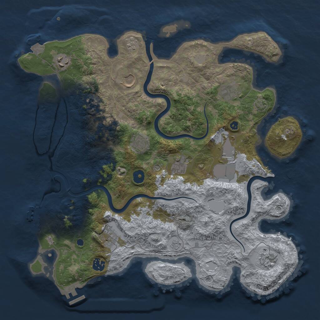 Rust Map: Procedural Map, Size: 3800, Seed: 1274715515, 16 Monuments