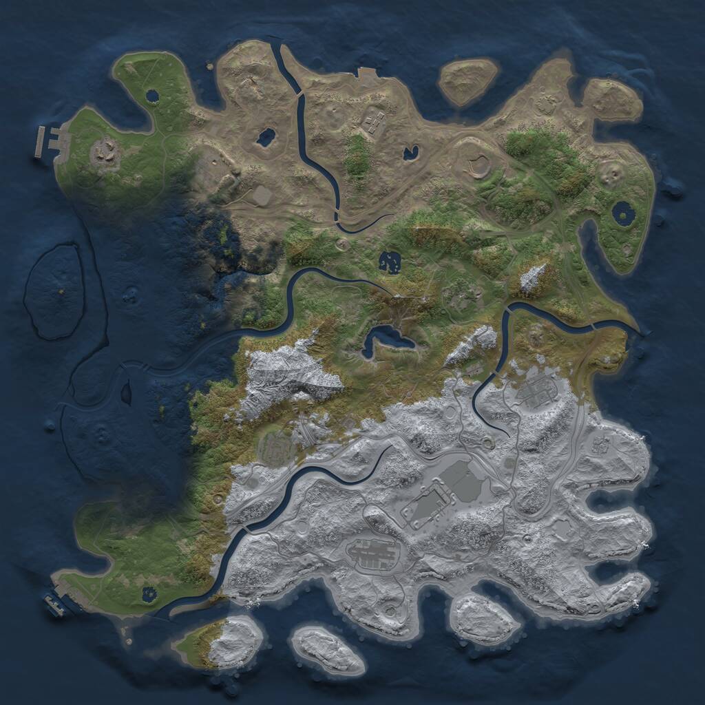 Rust Map: Procedural Map, Size: 4500, Seed: 574199489, 16 Monuments