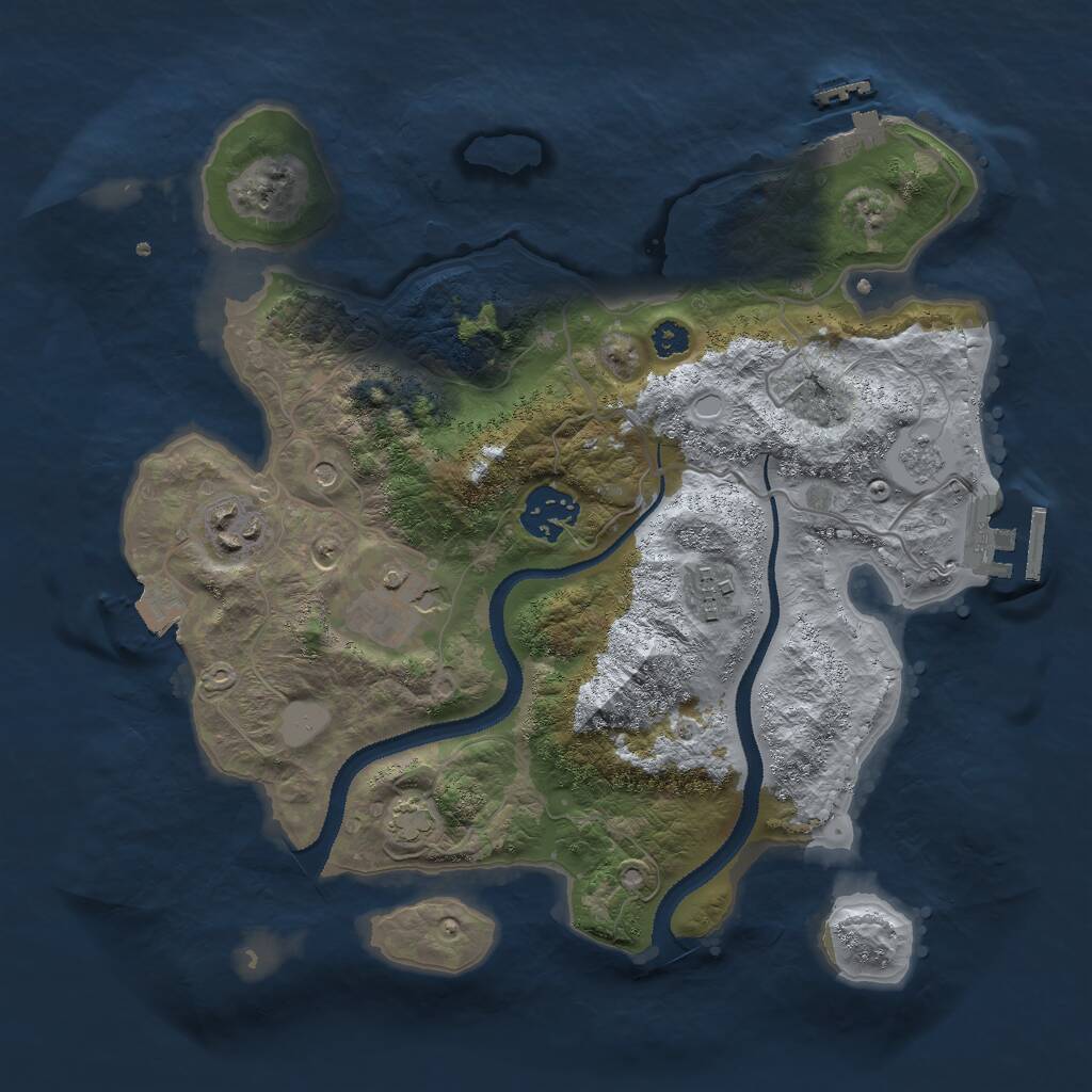 Rust Map: Procedural Map, Size: 3000, Seed: 1125261327, 10 Monuments