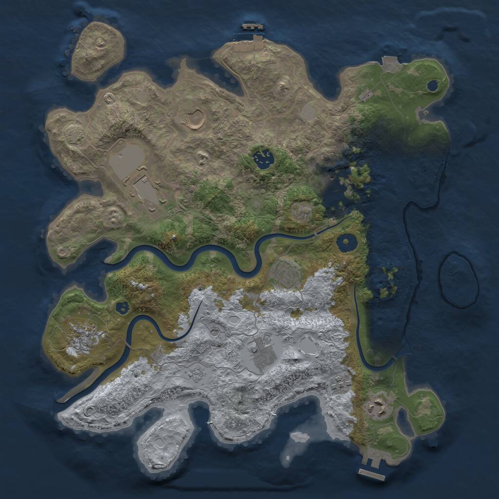 Rust Map: Procedural Map, Size: 3750, Seed: 1259344414, 15 Monuments