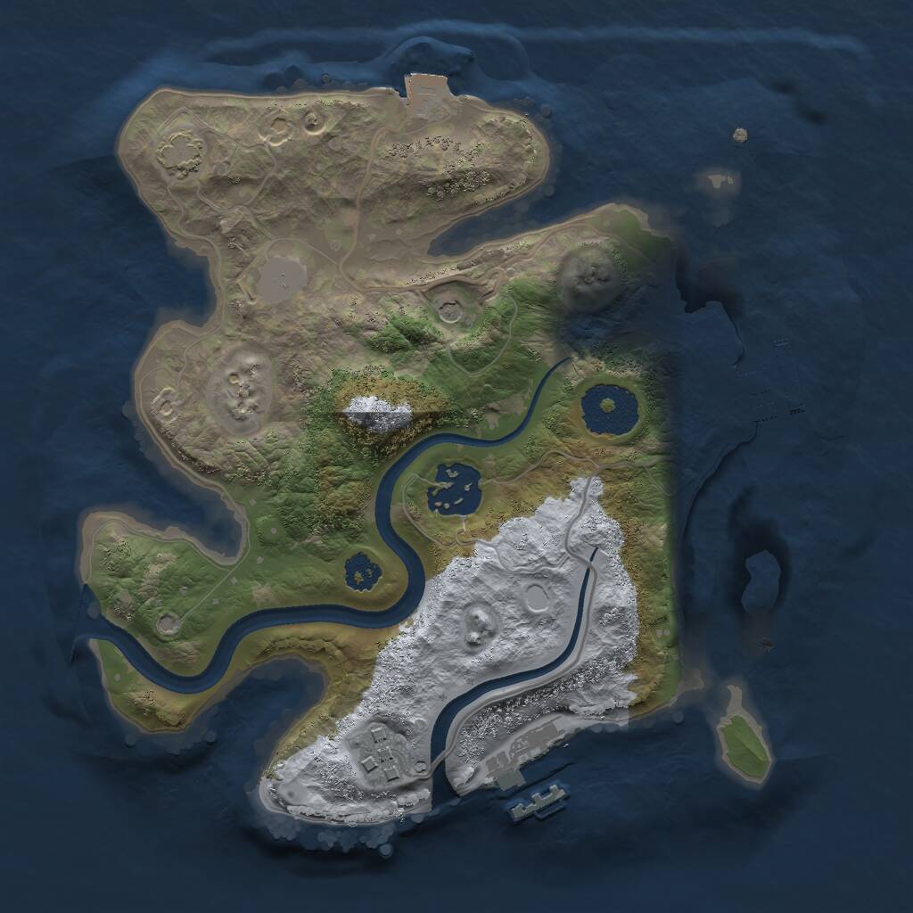 Rust Map: Procedural Map, Size: 2500, Seed: 44801175, 7 Monuments