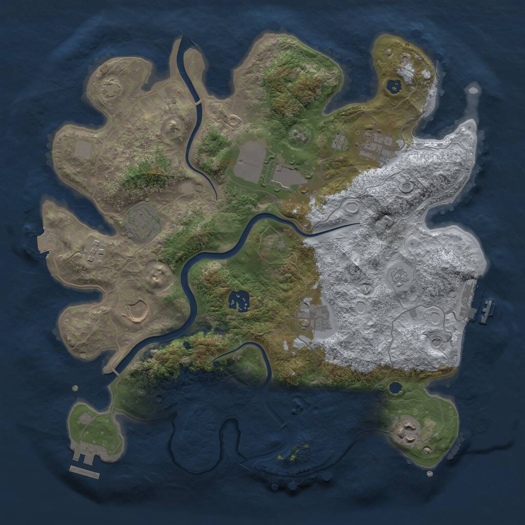 Rust Map: Procedural Map, Size: 3500, Seed: 1585367299, 14 Monuments