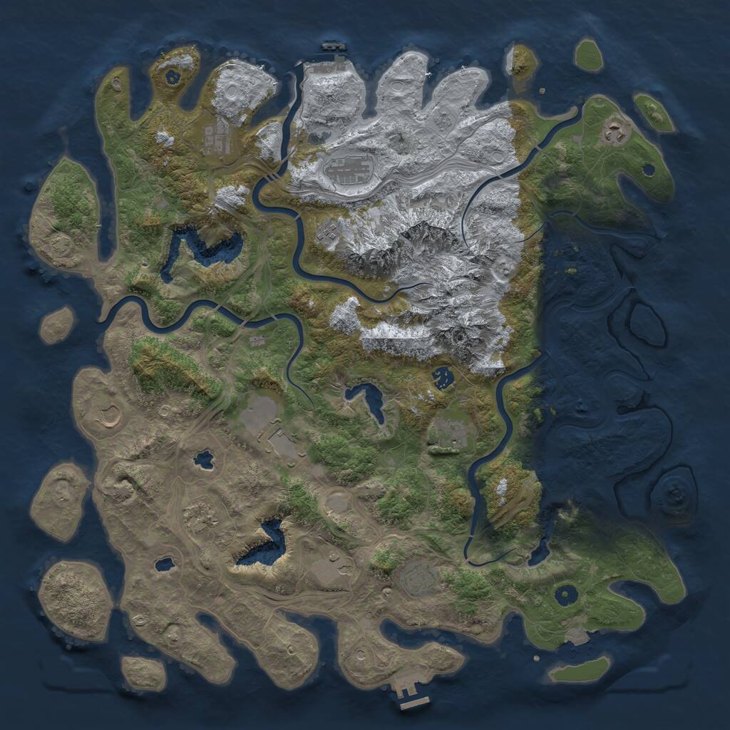 Rust Map: Procedural Map, Size: 5000, Seed: 1323044444, 17 Monuments