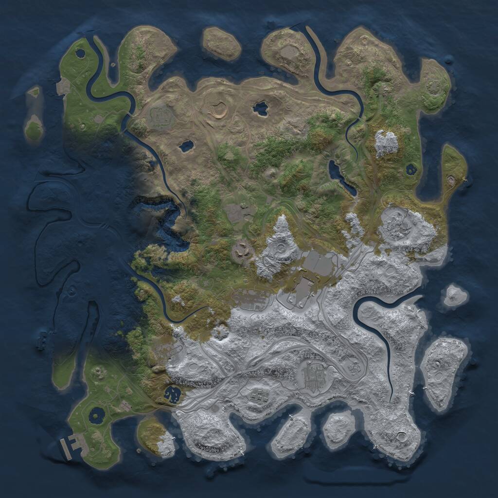 Rust Map: Procedural Map, Size: 4500, Seed: 64396576, 17 Monuments