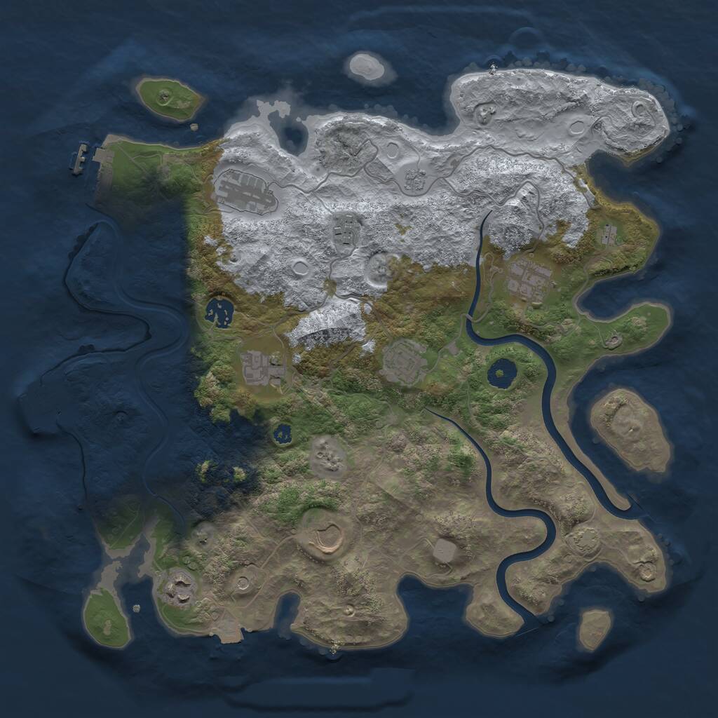 Rust Map: Procedural Map, Size: 3700, Seed: 590570687, 14 Monuments