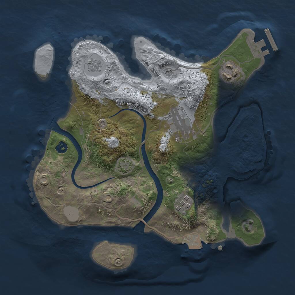 Rust Map: Procedural Map, Size: 2500, Seed: 59227571, 8 Monuments