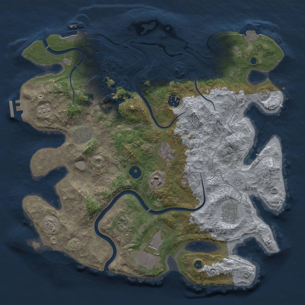 Rust Map: Procedural Map, Size: 3750, Seed: 1913727157, 15 Monuments