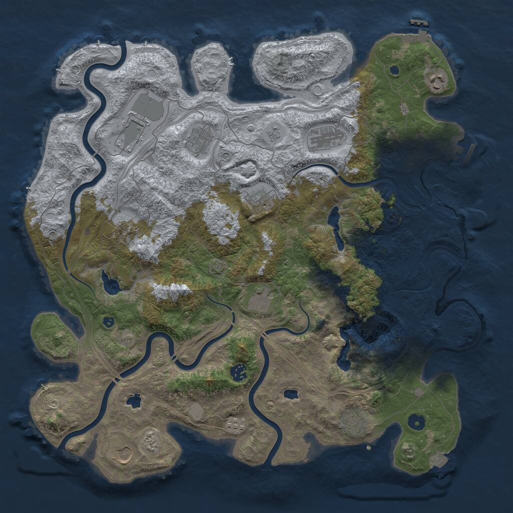 Rust Map: Procedural Map, Size: 4500, Seed: 1203837342, 17 Monuments