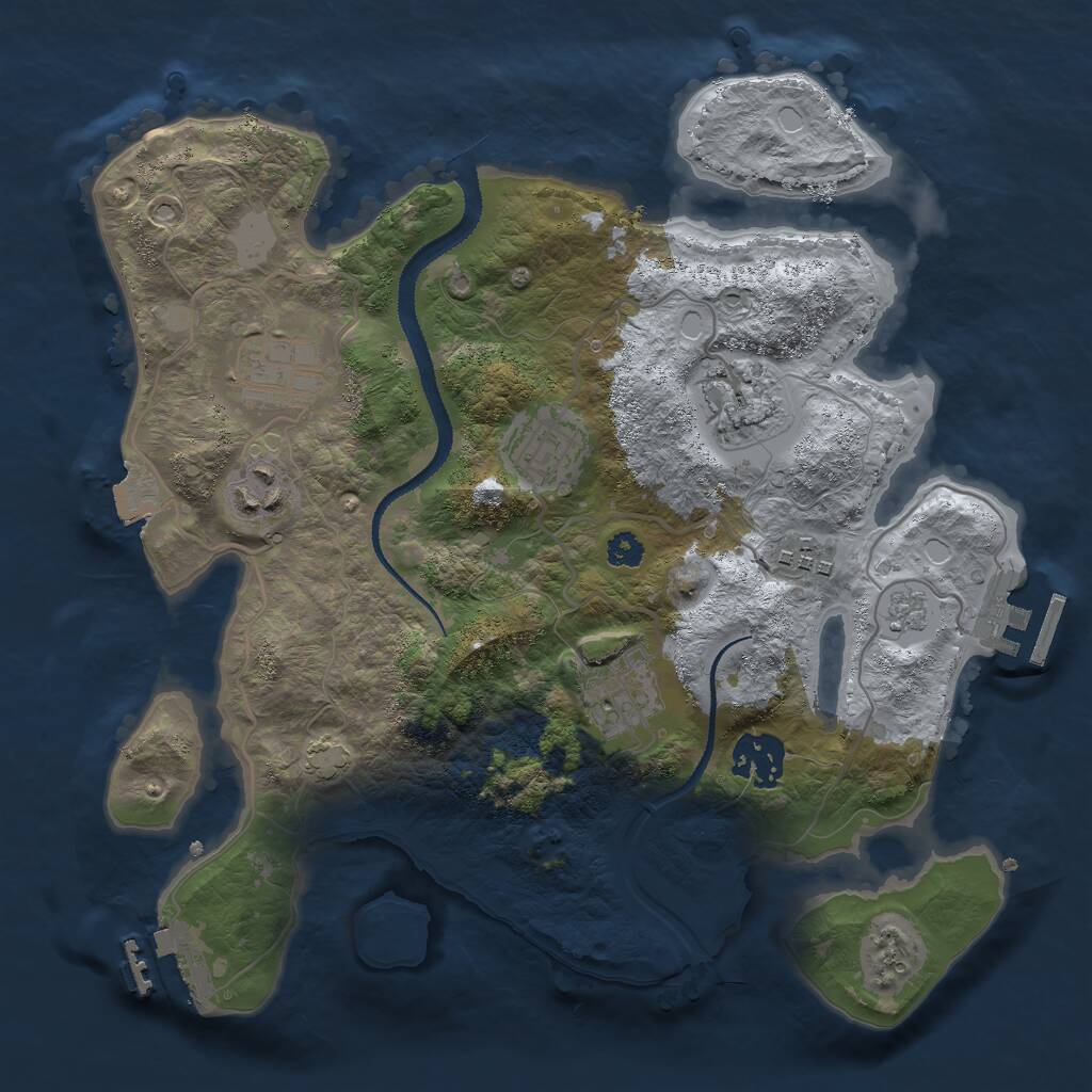 Rust Map: Procedural Map, Size: 3000, Seed: 83793, 12 Monuments