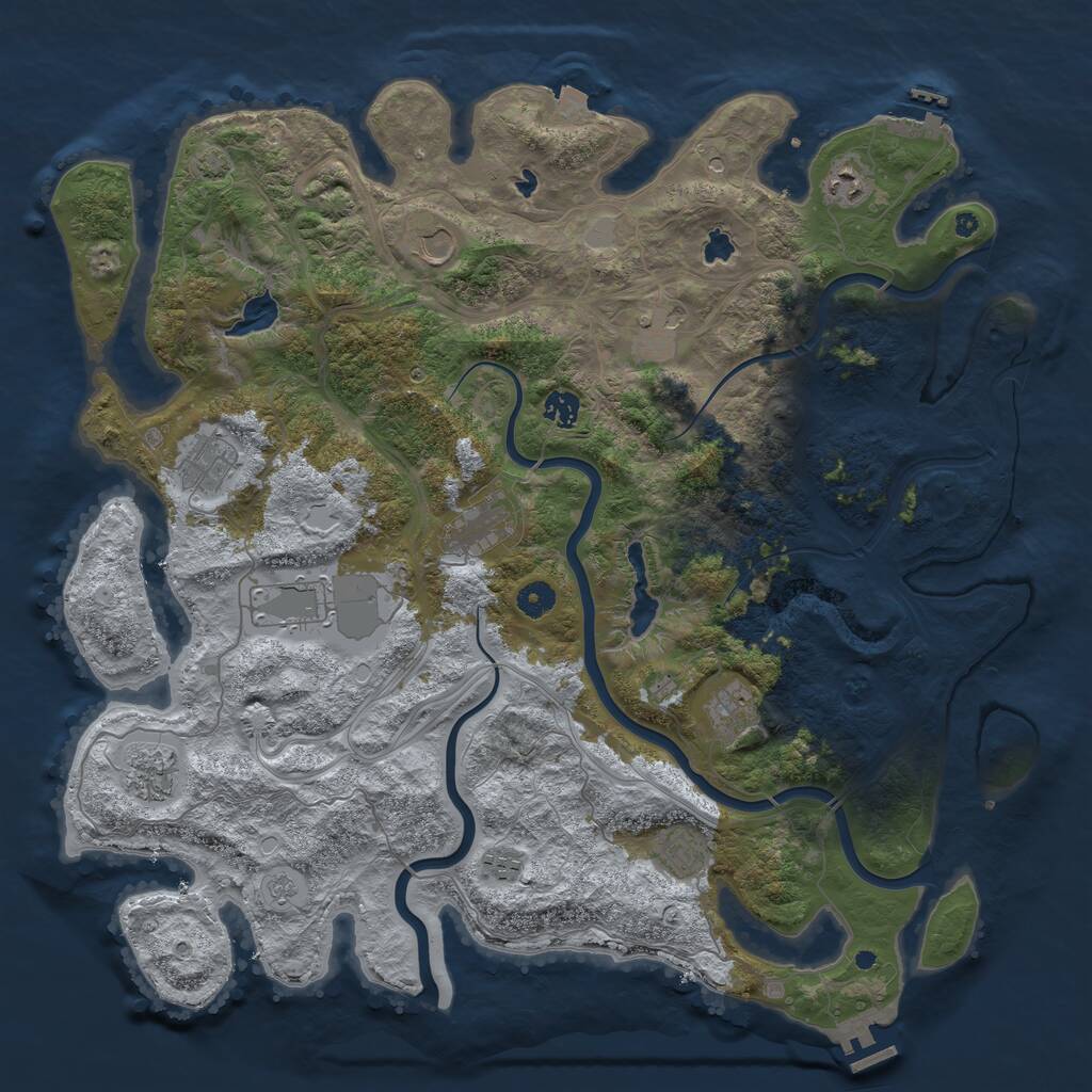 Rust Map: Procedural Map, Size: 4500, Seed: 987183078, 17 Monuments