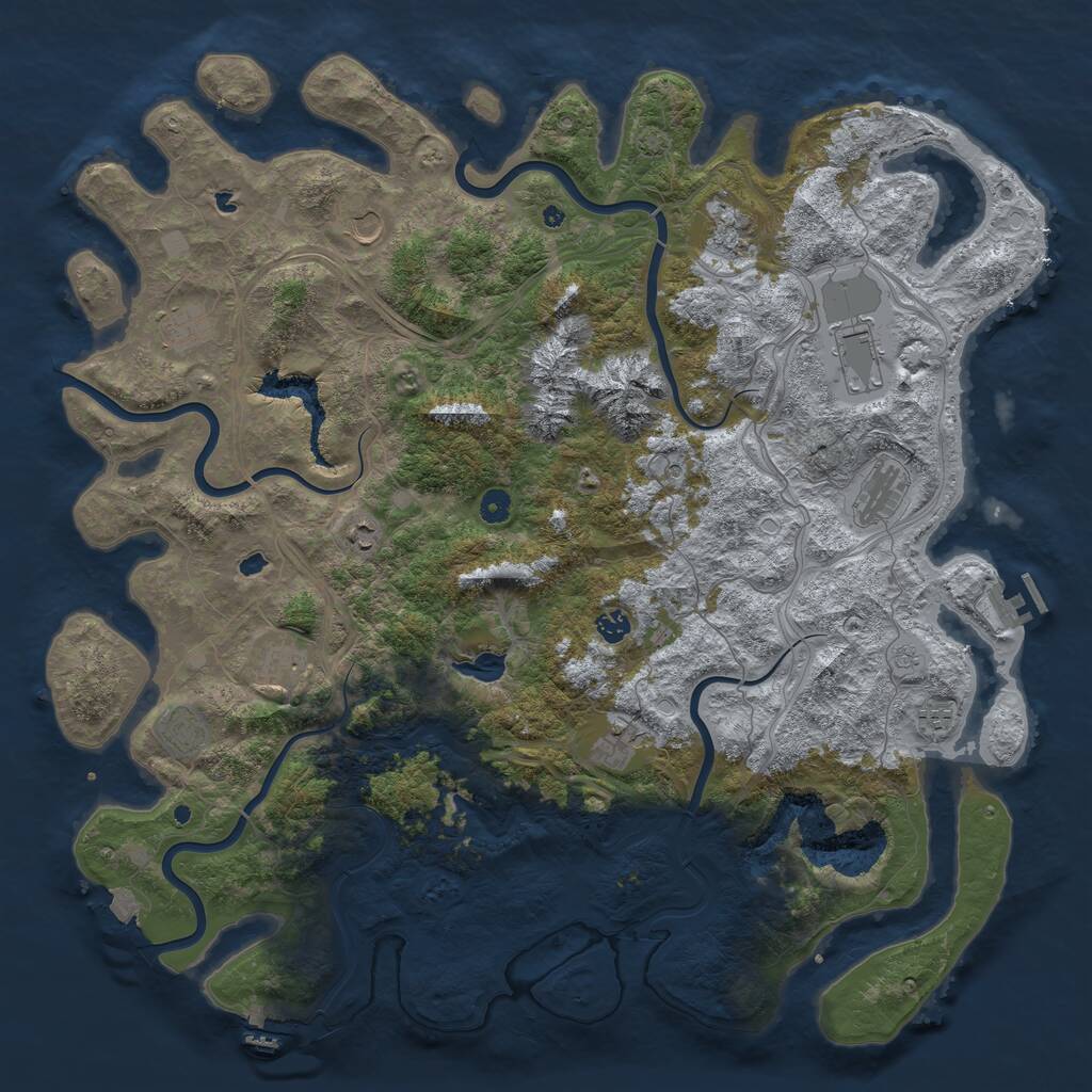 Rust Map: Procedural Map, Size: 5000, Seed: 487646327, 17 Monuments