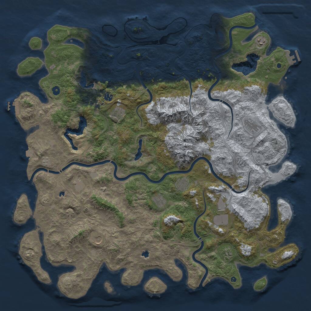 Rust Map: Procedural Map, Size: 5500, Seed: 68877812, 17 Monuments
