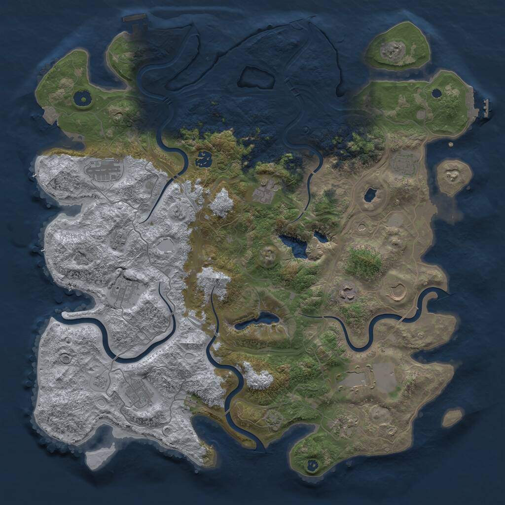 Rust Map: Procedural Map, Size: 4400, Seed: 646929737, 17 Monuments