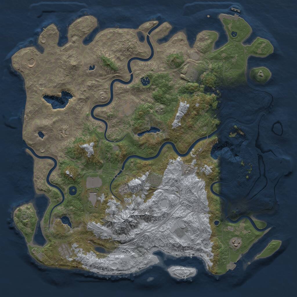 Rust Map: Procedural Map, Size: 5000, Seed: 1003780470, 17 Monuments