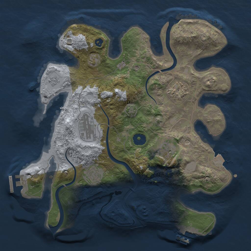 Rust Map: Procedural Map, Size: 3000, Seed: 1876299885, 10 Monuments