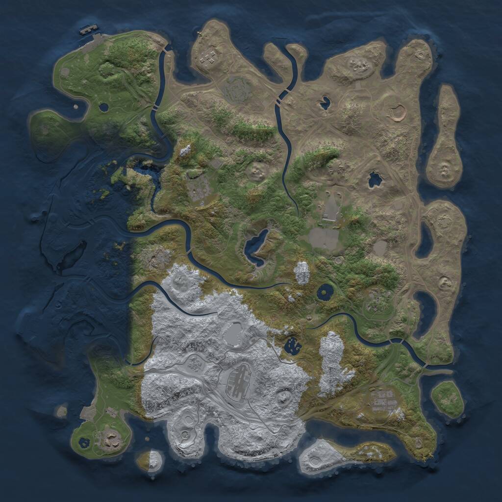 Rust Map: Procedural Map, Size: 4500, Seed: 714203984, 16 Monuments