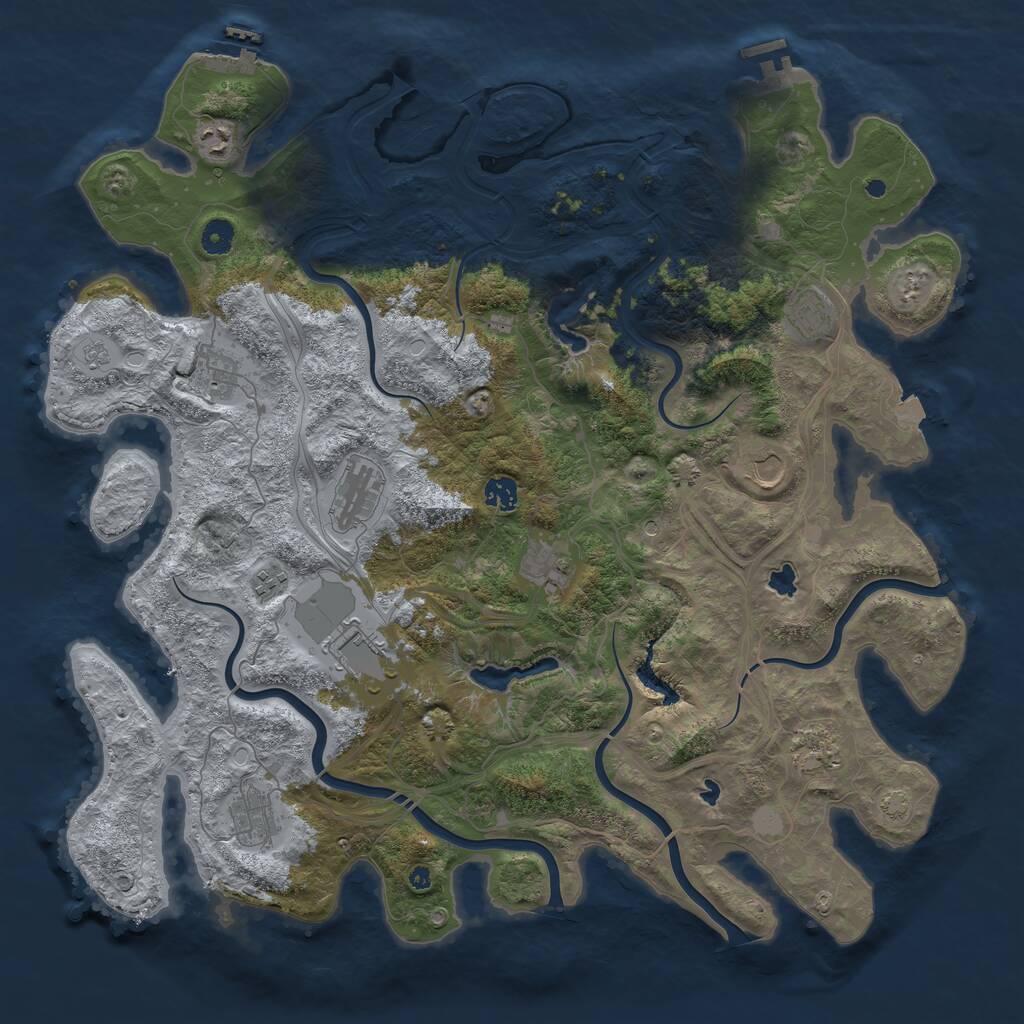 Rust Map: Procedural Map, Size: 4500, Seed: 1203025617, 17 Monuments