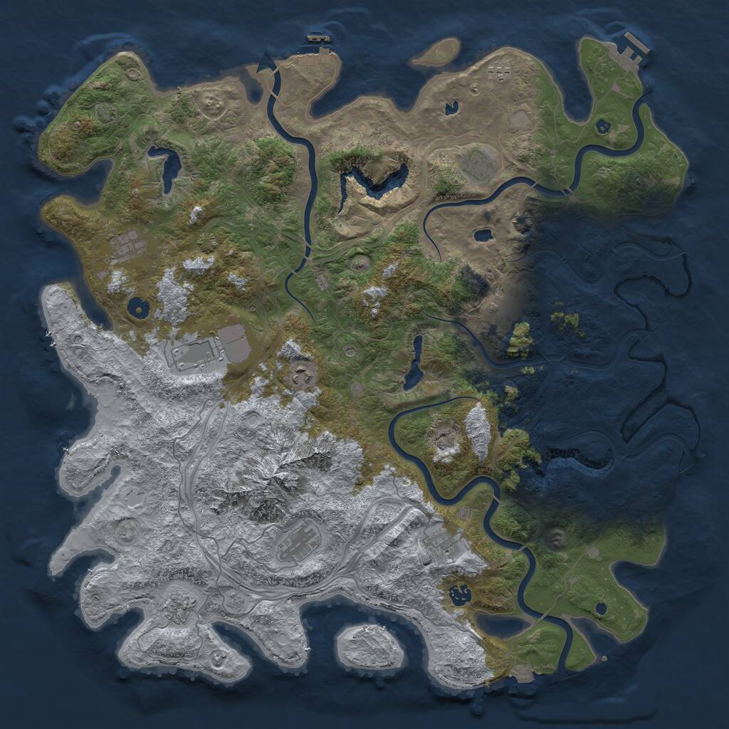 Rust Map: Procedural Map, Size: 5000, Seed: 55287468, 16 Monuments