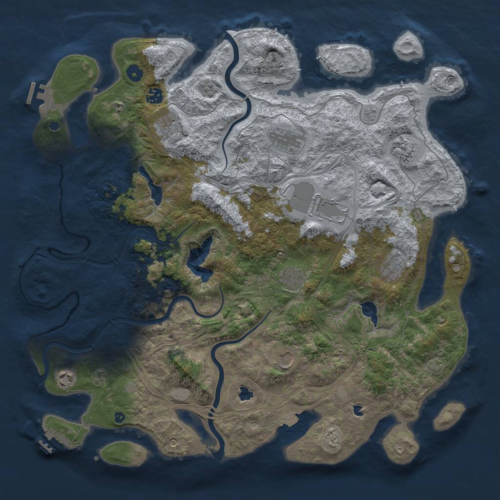 Rust Map: Procedural Map, Size: 4500, Seed: 872789424, 16 Monuments