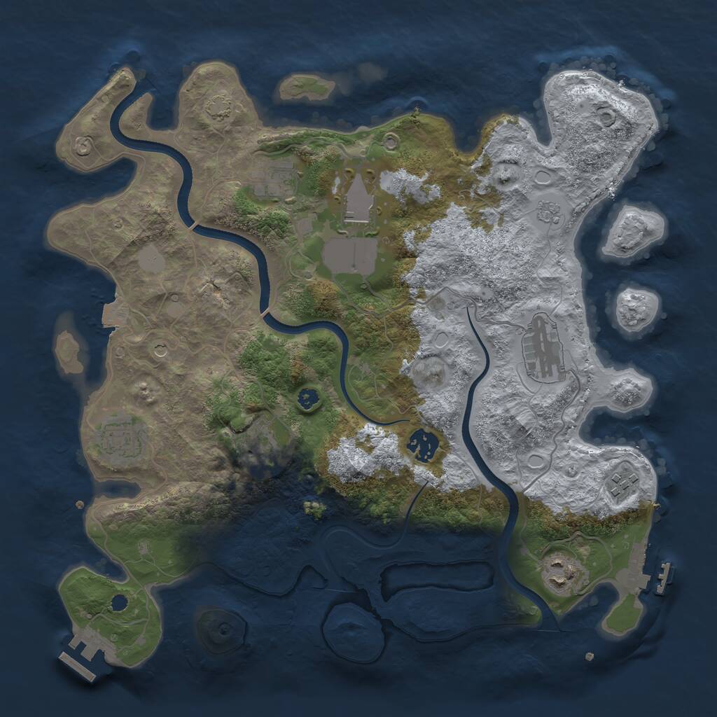 Rust Map: Procedural Map, Size: 3500, Seed: 1944627716, 14 Monuments