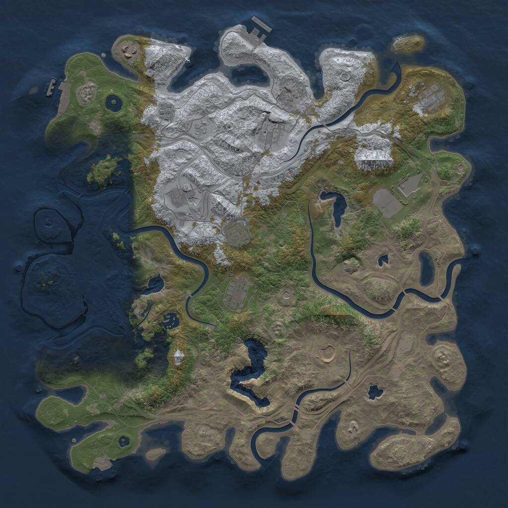 Rust Map: Procedural Map, Size: 4500, Seed: 780282943, 16 Monuments