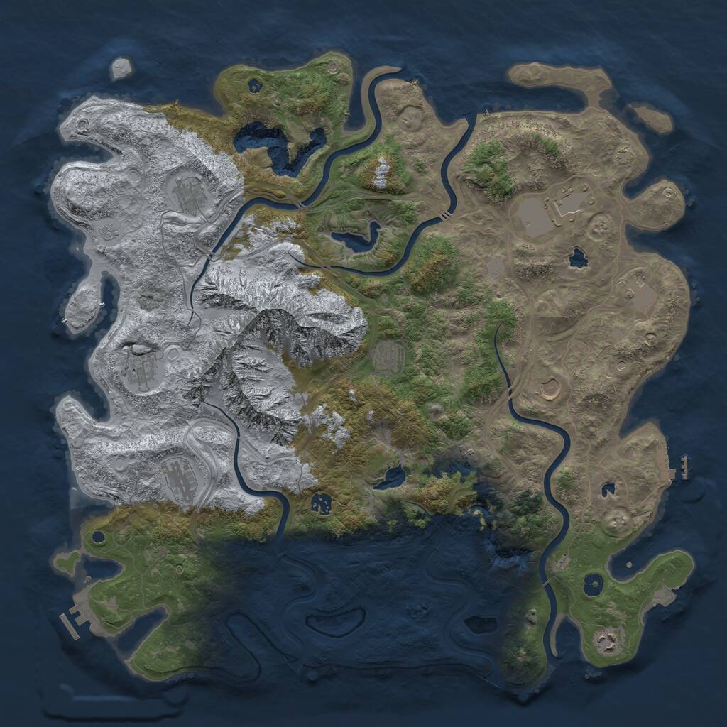 Rust Map: Procedural Map, Size: 5000, Seed: 969694286, 16 Monuments